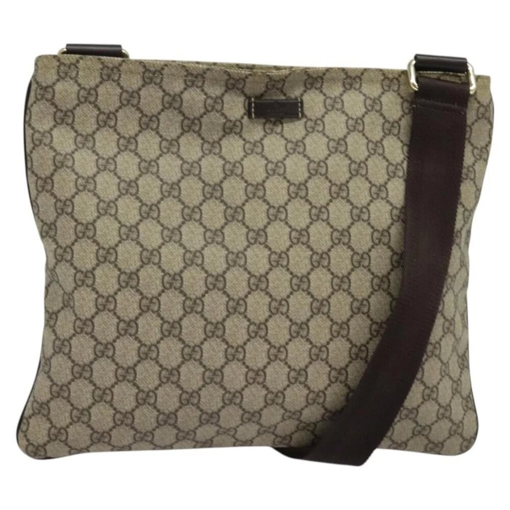 GUCCI GG Supreme Shoulder Bag PVC Beige Gold 201446 Auth ep10294